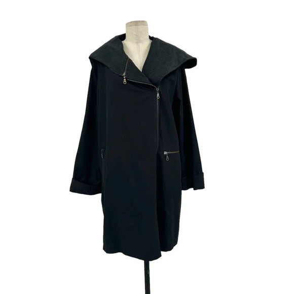 Ivan Grundahl Black Asymmetric Zip Cotton‎ Jacket Size 38 US 8